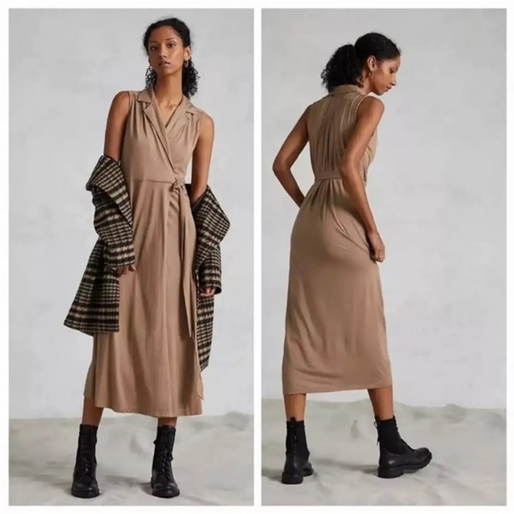 Anthropologie versatile Tan Wrap Dress size XS